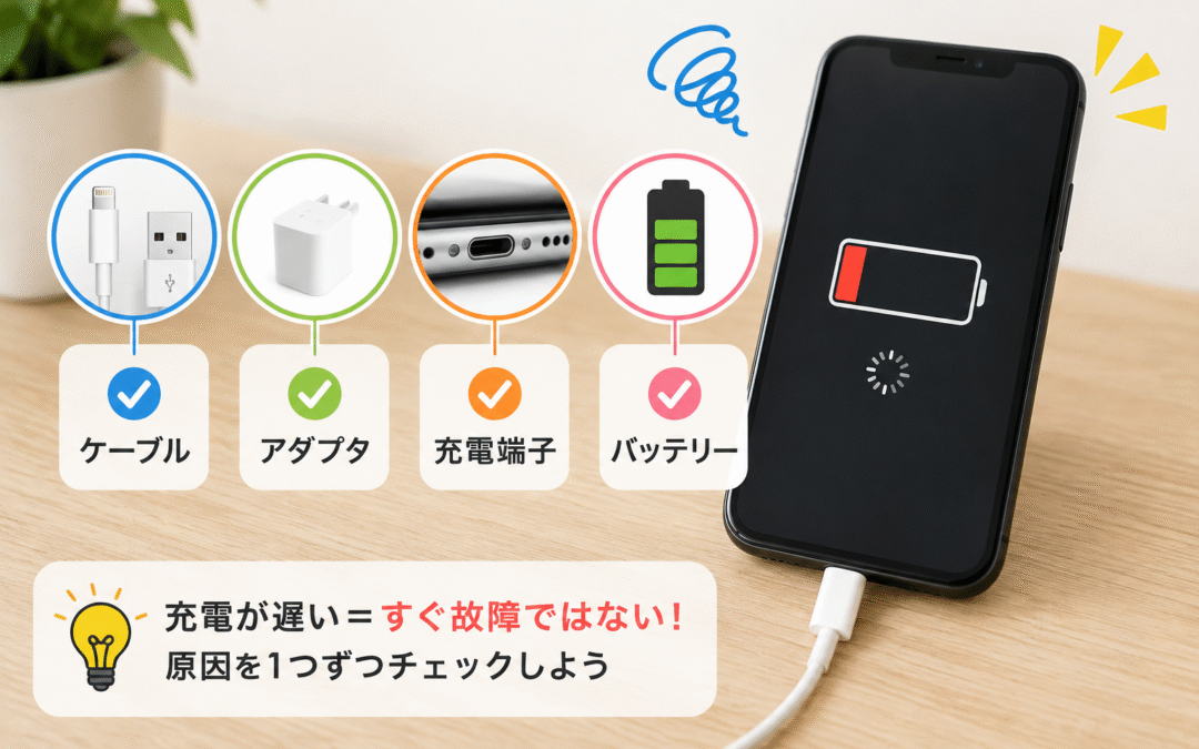 携帯端末の充電が遅いのは故障？